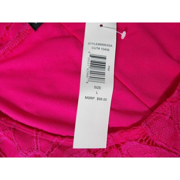 Tiana B Dress Large Pink Sundress Eyelet Bright Lined Crochet Boho Coquette NWT - Picture 8 of 14